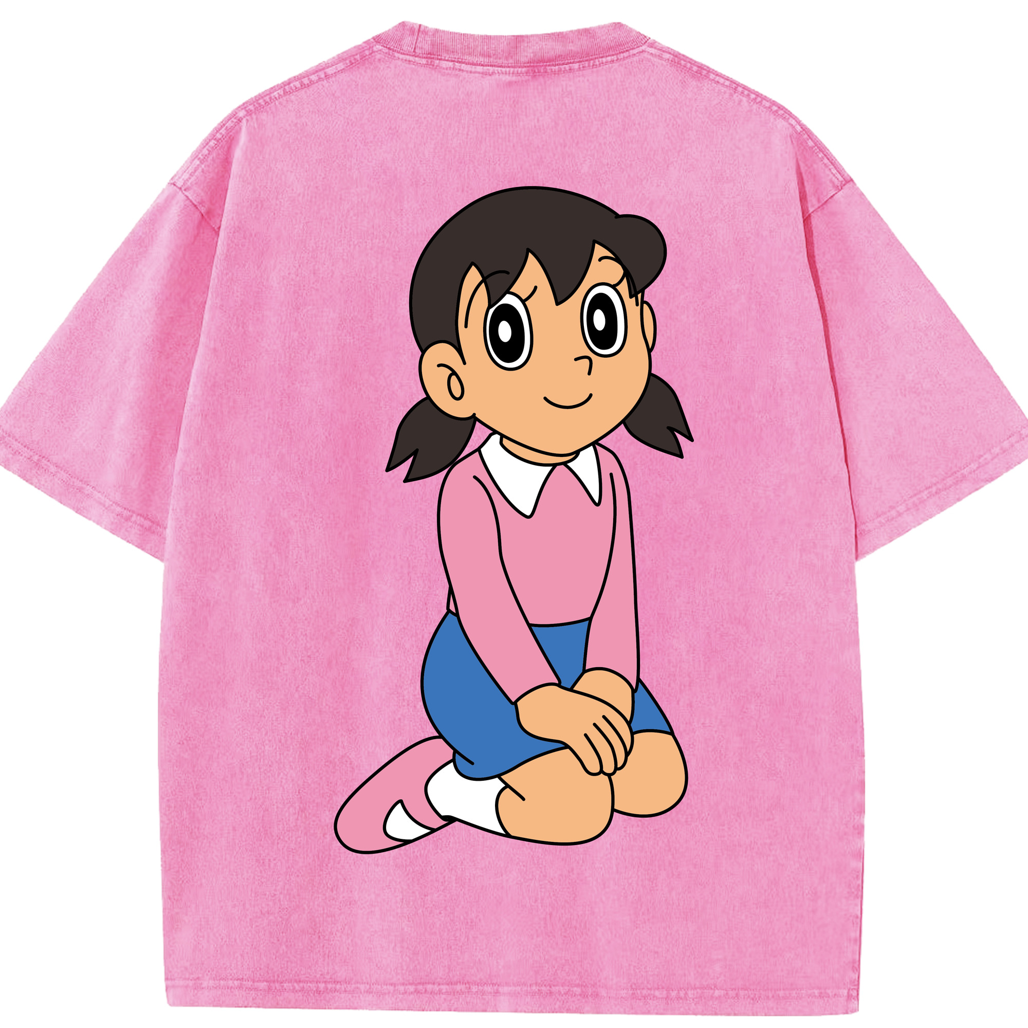 （画像用） ドラえもん みなもと しずか Doraemon Shizuka Minamoto 綿100% ヴィンテージ風 半袖Tシャツ（背面プリント）